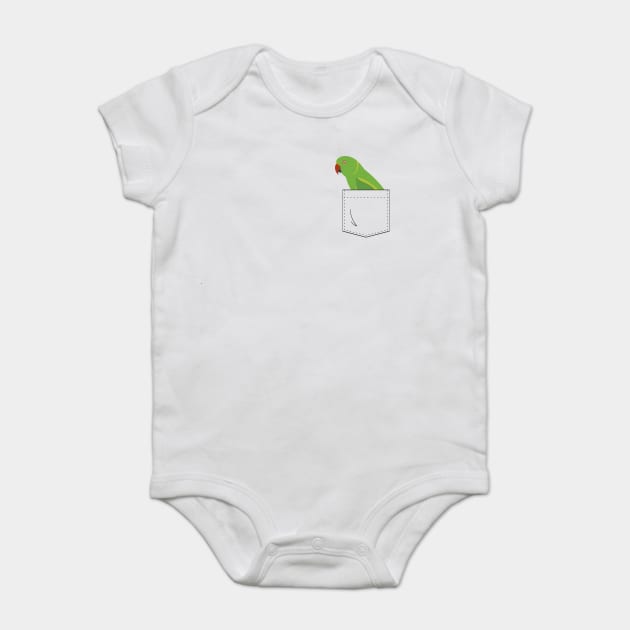 Indian Ringneck Parakeet Parrot Female Front Pocket Baby Bodysuit by Einstein Parrot